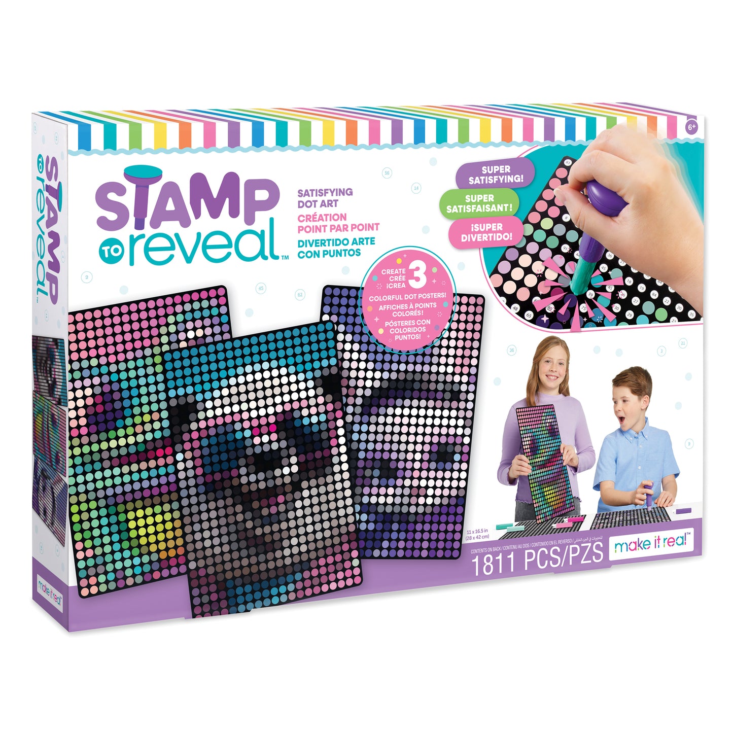 Stamp To Reveal™ Satisfying Dot Art - 3 pk