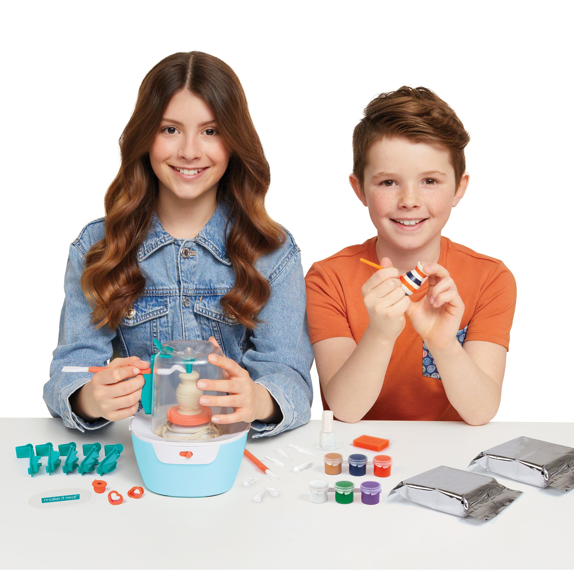  Make It Real: Mini Pottery Studio - 26 pcs DIY Pottery Kit,  Mess Free Air Dry Clay, 10 Projects, Tweens, Girls & Kids Ages 8+ : Arts,  Crafts & Sewing