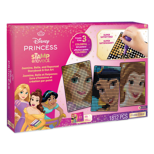 Disney Princess Stamp To Reveal™ 3pk Jasmine, Belle and Rapunzel Storybook & Dot Art