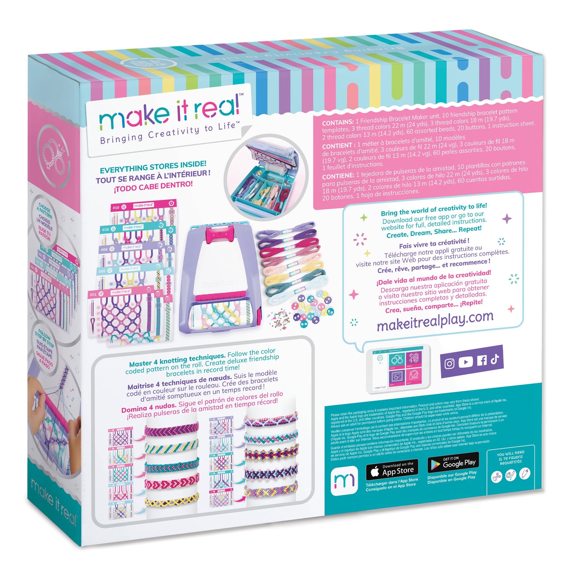  Make It Real - Macrame Friendship Bracelet Making Kit for Girls  - Kids String Bracelet Making Kit - Friendship Bracelet Craft Kit w/Thread,  Beads & More - DIY Bracelet Kit for