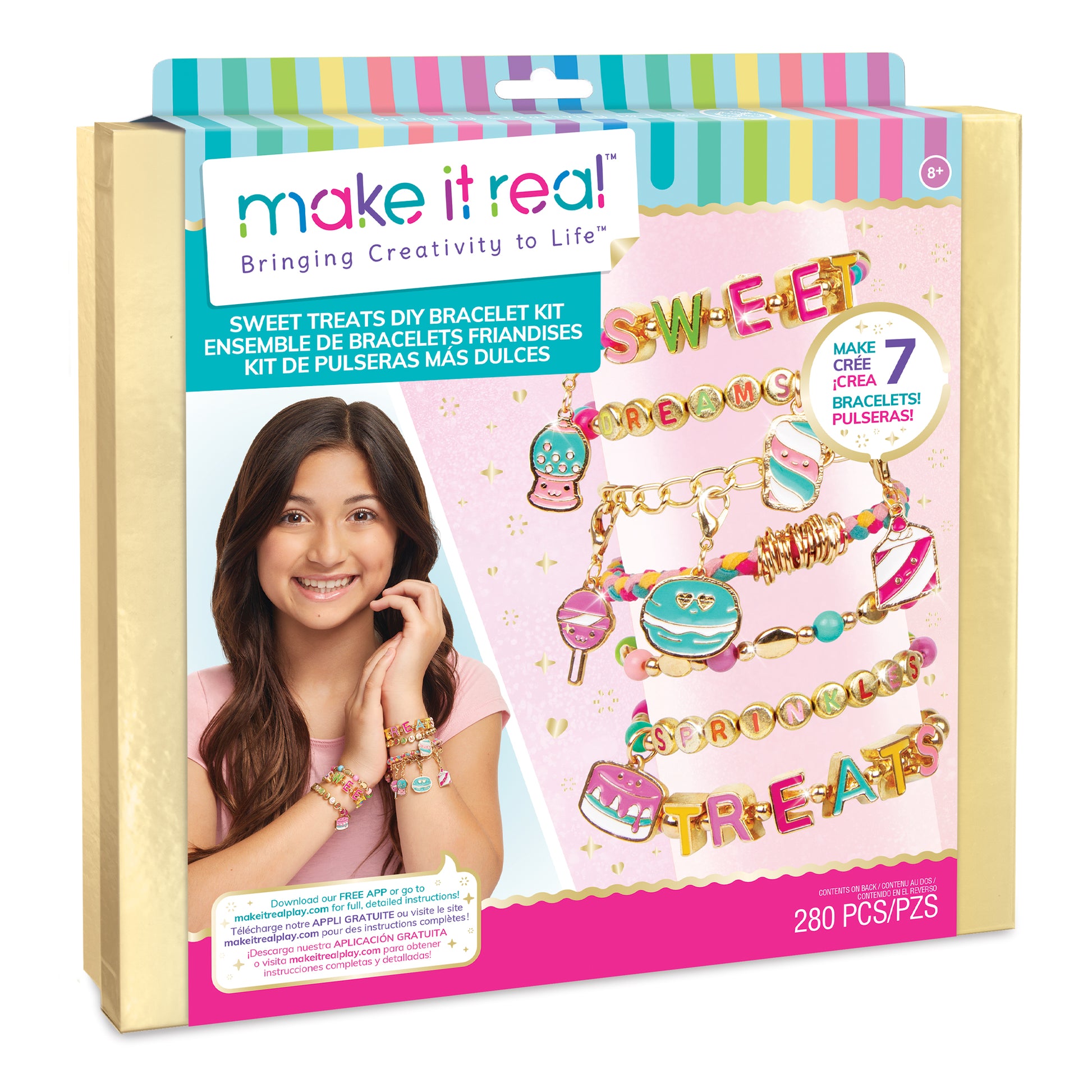 Make It Real: Bedazzled! Charm Bracelets Kit - Blooming Creativity - Create  3 Unique Bracelets, 104 Pieces, Includes Play Tray, All-in-One, DIY