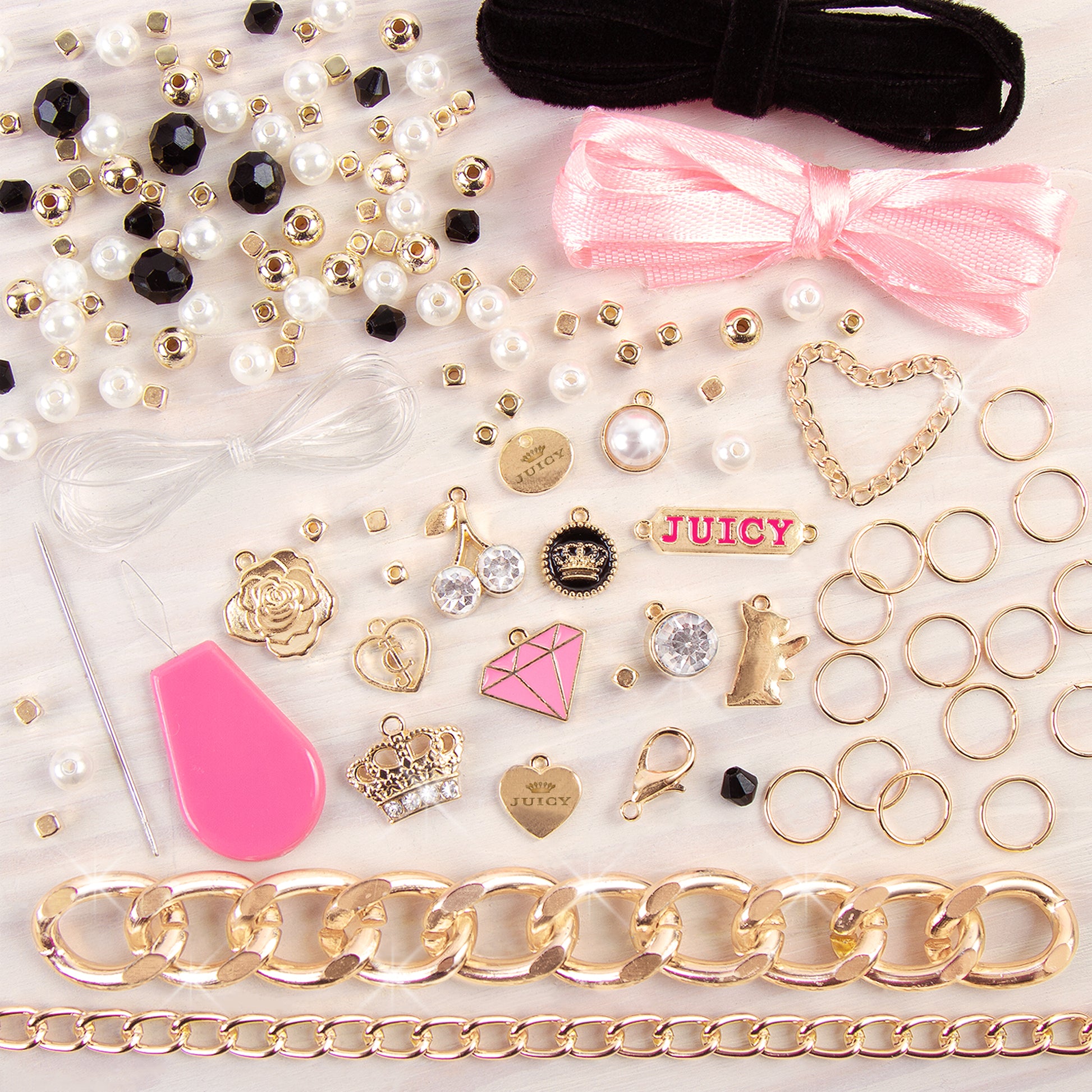  Make It Real - Juicy Couture Absolutely Charming Bracelet  Making Kit - Kids Jewelry Making Kit - DIY Charm Bracelet Making Kit for  Girls - Friendship Bracelets with Charms for Girls